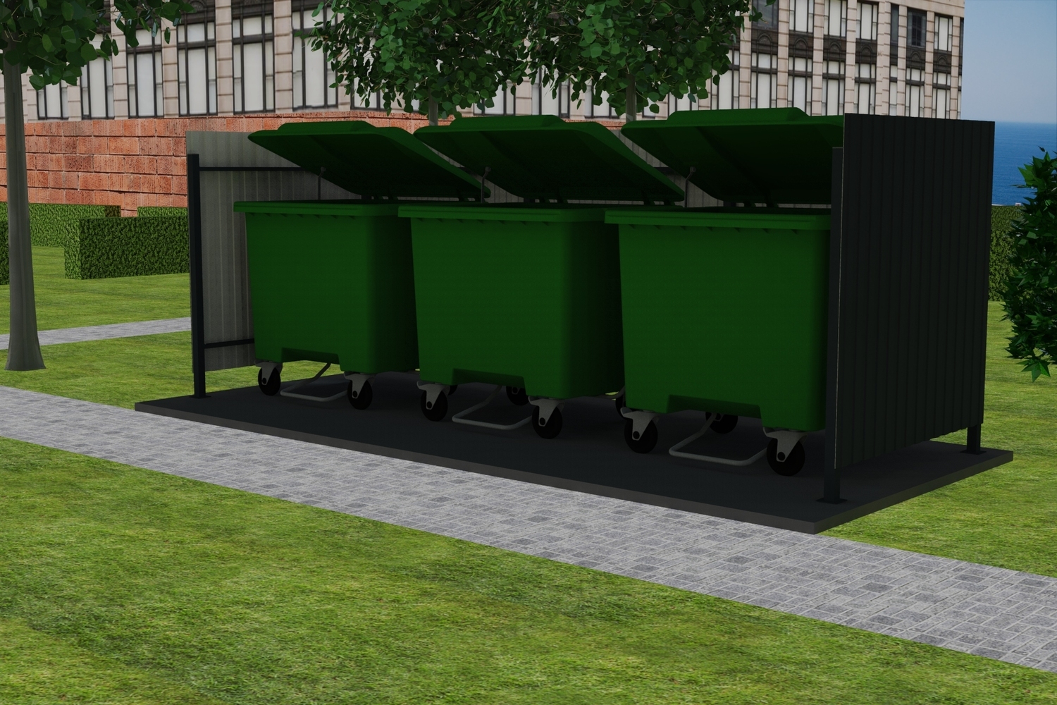 Контейнерная площадка КП-3 на 3 контейнера