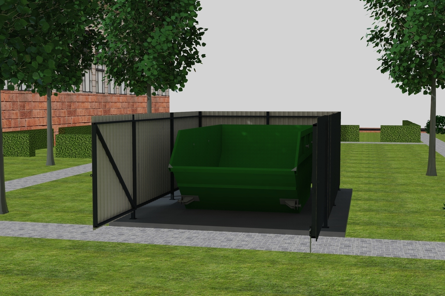 Контейнерная площадка КПБД-1 на 1 бункер с дверью