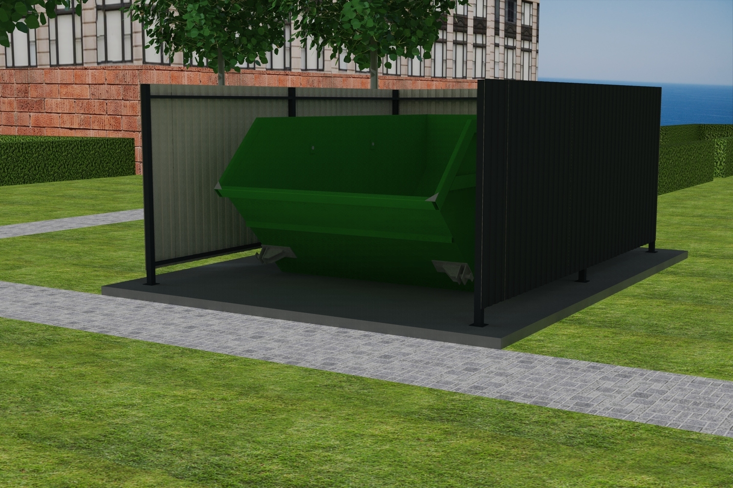 Контейнерная площадка КПБ-1 на 1 бункер