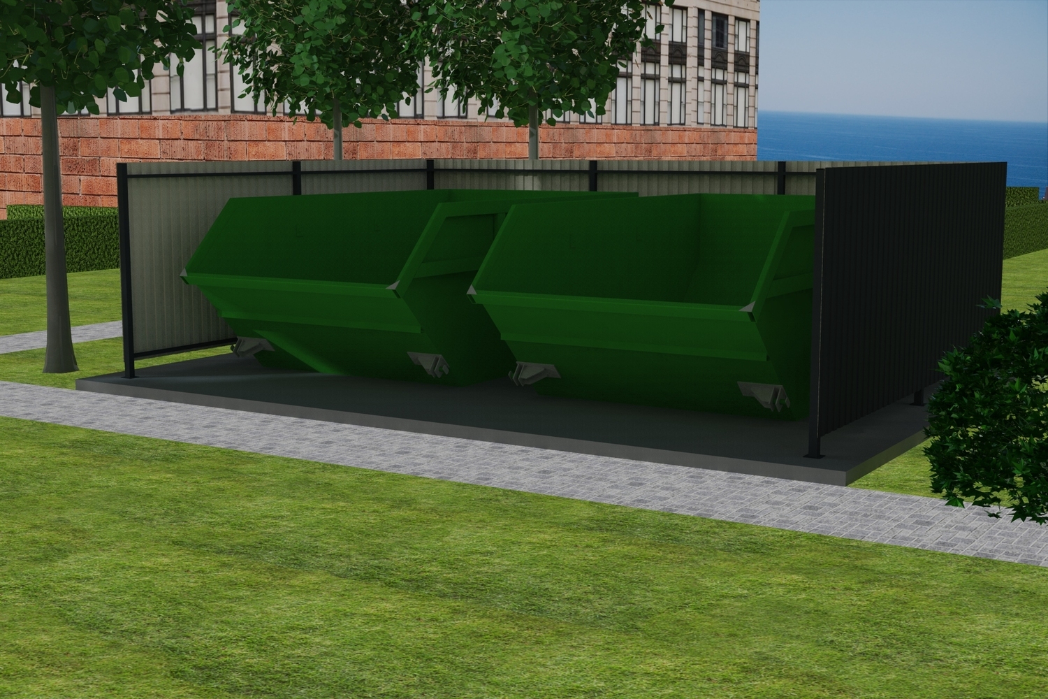 Контейнерная площадка КПБ-2 на 2 бункера