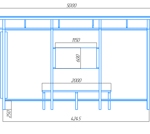 Чертеж автобусного павильона "Стандарт-Л5". 