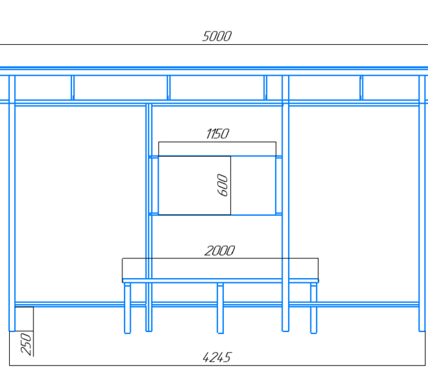 Чертёж автобусного павильона «Стандарт-П4».