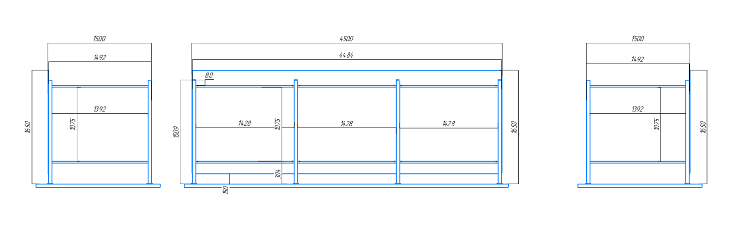 чертеж контейнерной площадки КП-3 на 3 контейнера